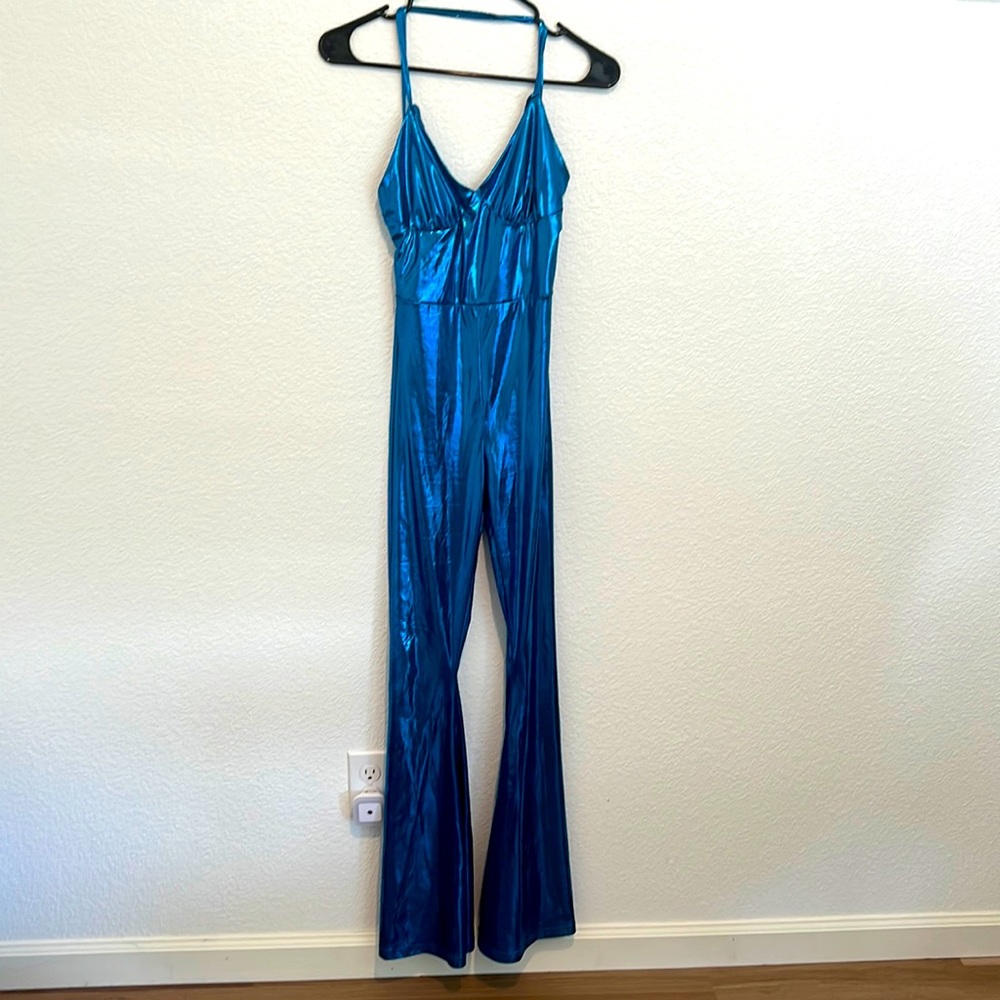 Blue metallic jumpsuit 70s